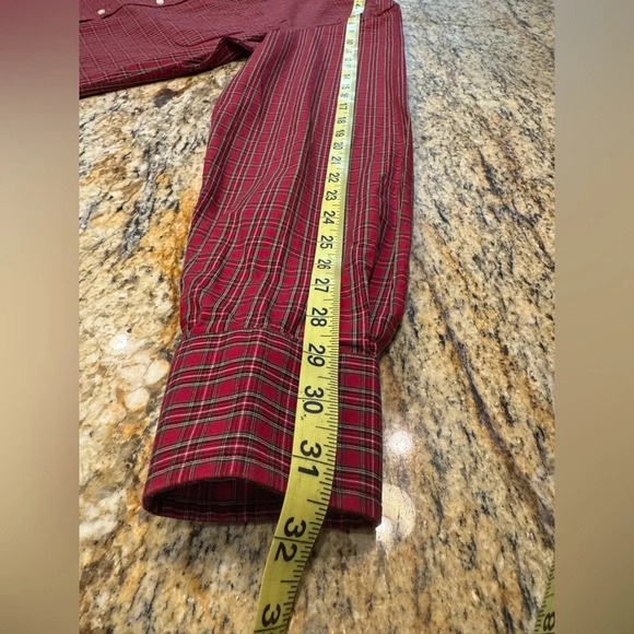 Tommy Hilfiger Mens Large Button Up Long Sleeve SlimFit Red Plaid - Picture 7 of 7